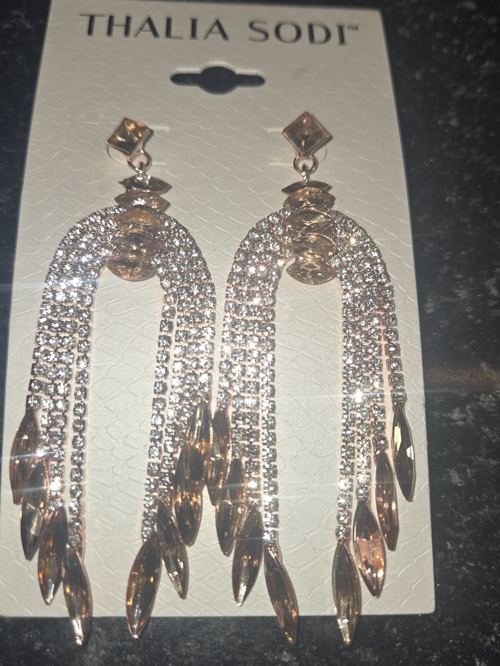 Thalia Sodi Rhinestone Drop Earrings in Gold NWT